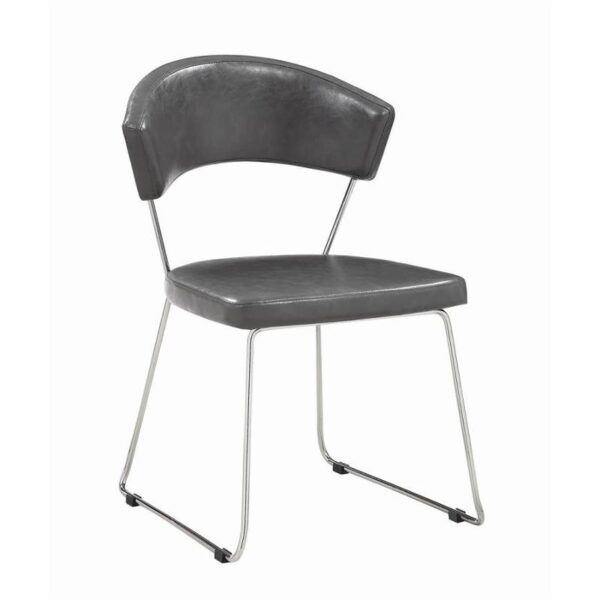 SILLA PLOMA CROMADA, VINIL PLOMO, PATAS METALICAS (190712)