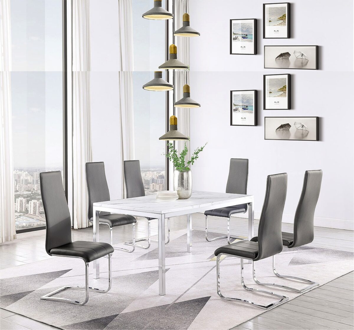 MESA RECTANGULAR TABLERO DE MARMOL SINTETICO/PATAS CROMADAS (110101) - Imagen 1