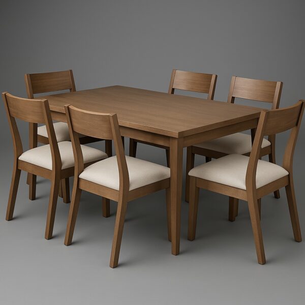 COMEDOR RECTANGULAR DE MADERA LORENA 6 SILLAS (MNELNA-80/90)